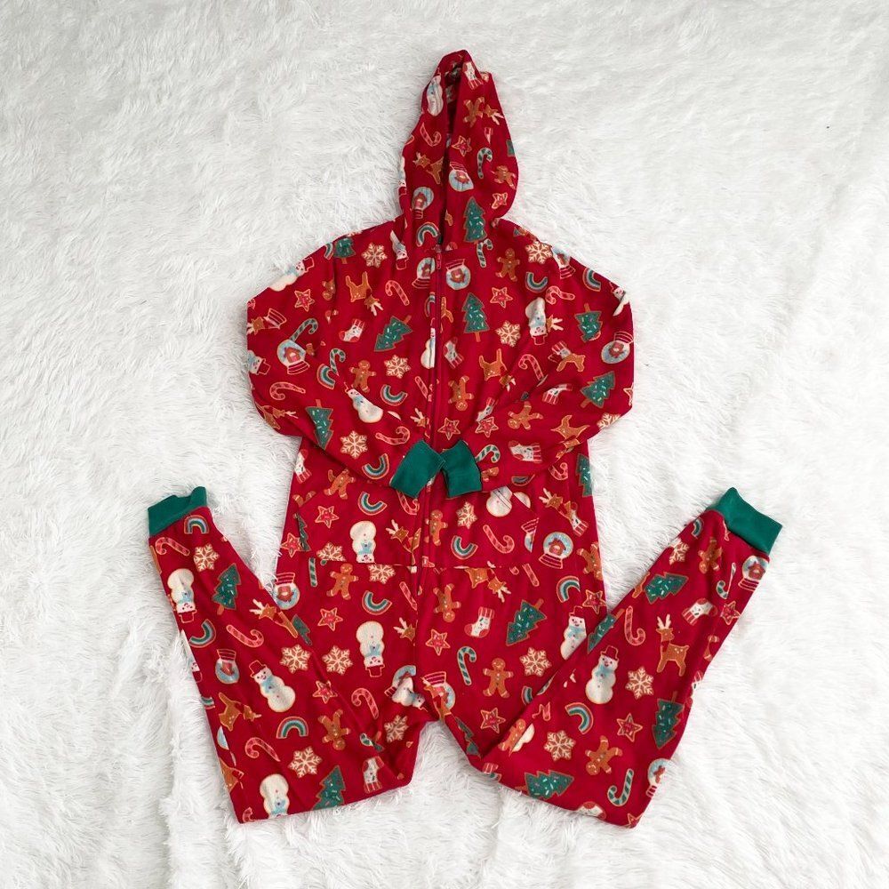 Kids Ginger Bread Hoodie One Piece in Orange and Red Holiday Comfy
